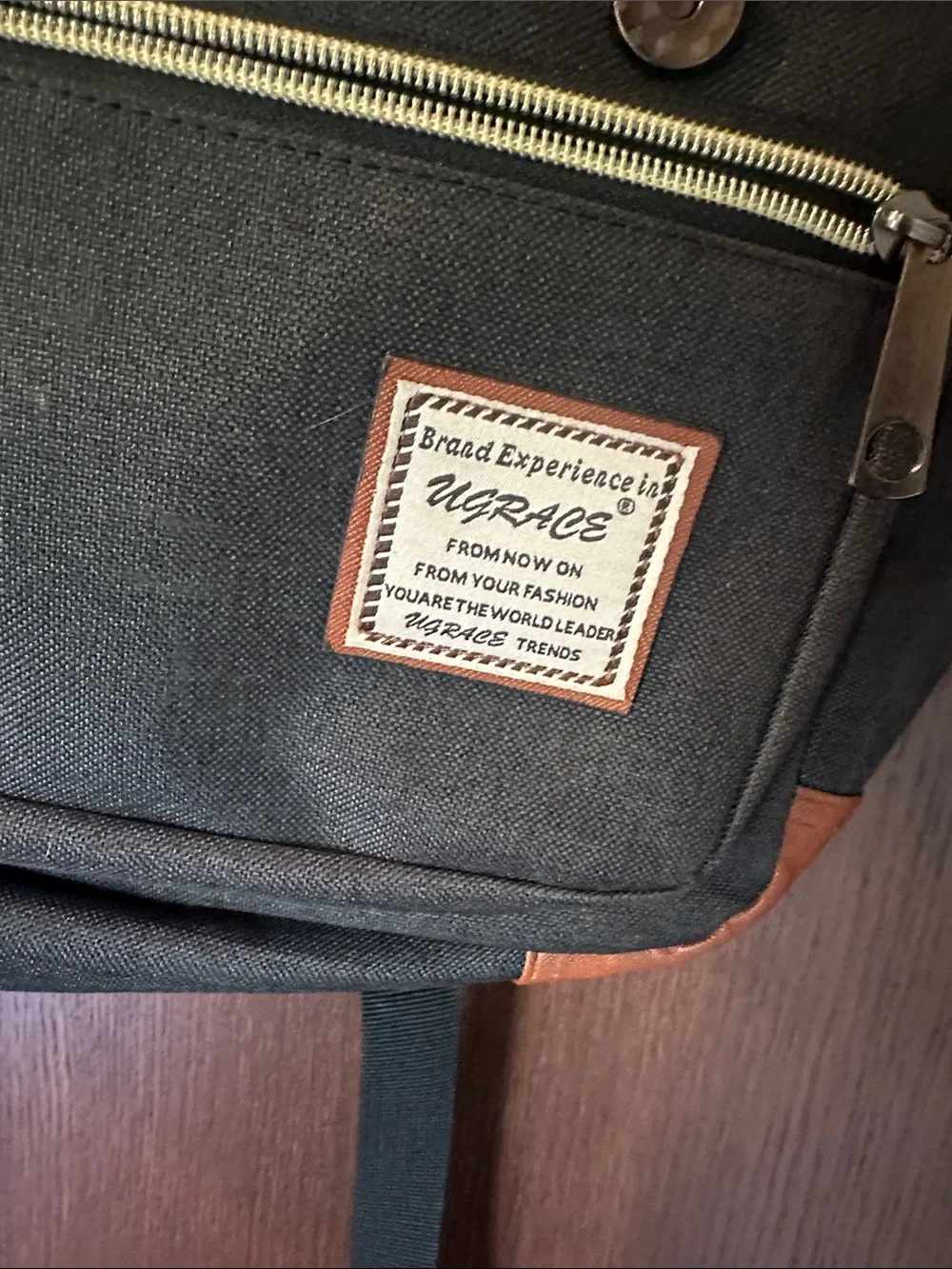 Canvas Flap Backpack with Brown Trim - Unbranded